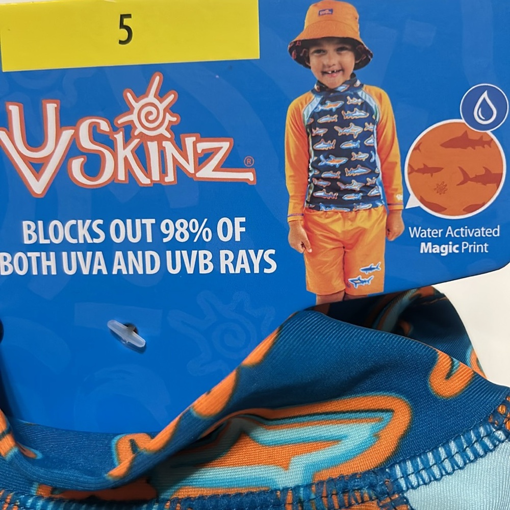 UVSkinz 3PC Set Rashguard Swim Set with UV Protection size 5 NWT